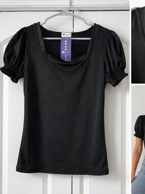 MISIFI Black Puff Sleeve Top (NWT)
